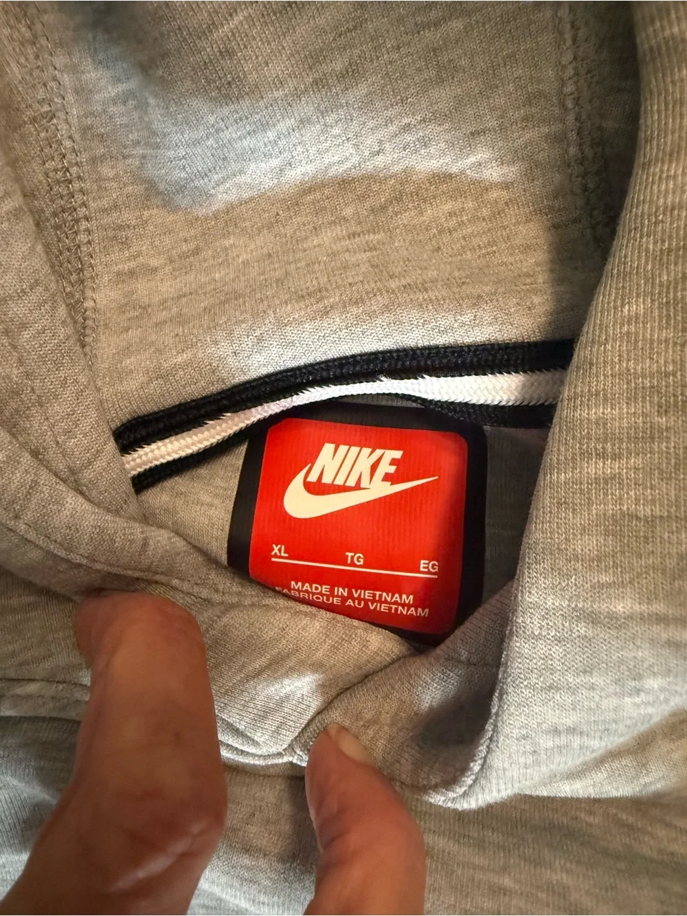Nike Tech Heather Gray Kids Hooded Pullover with Small Black Logo